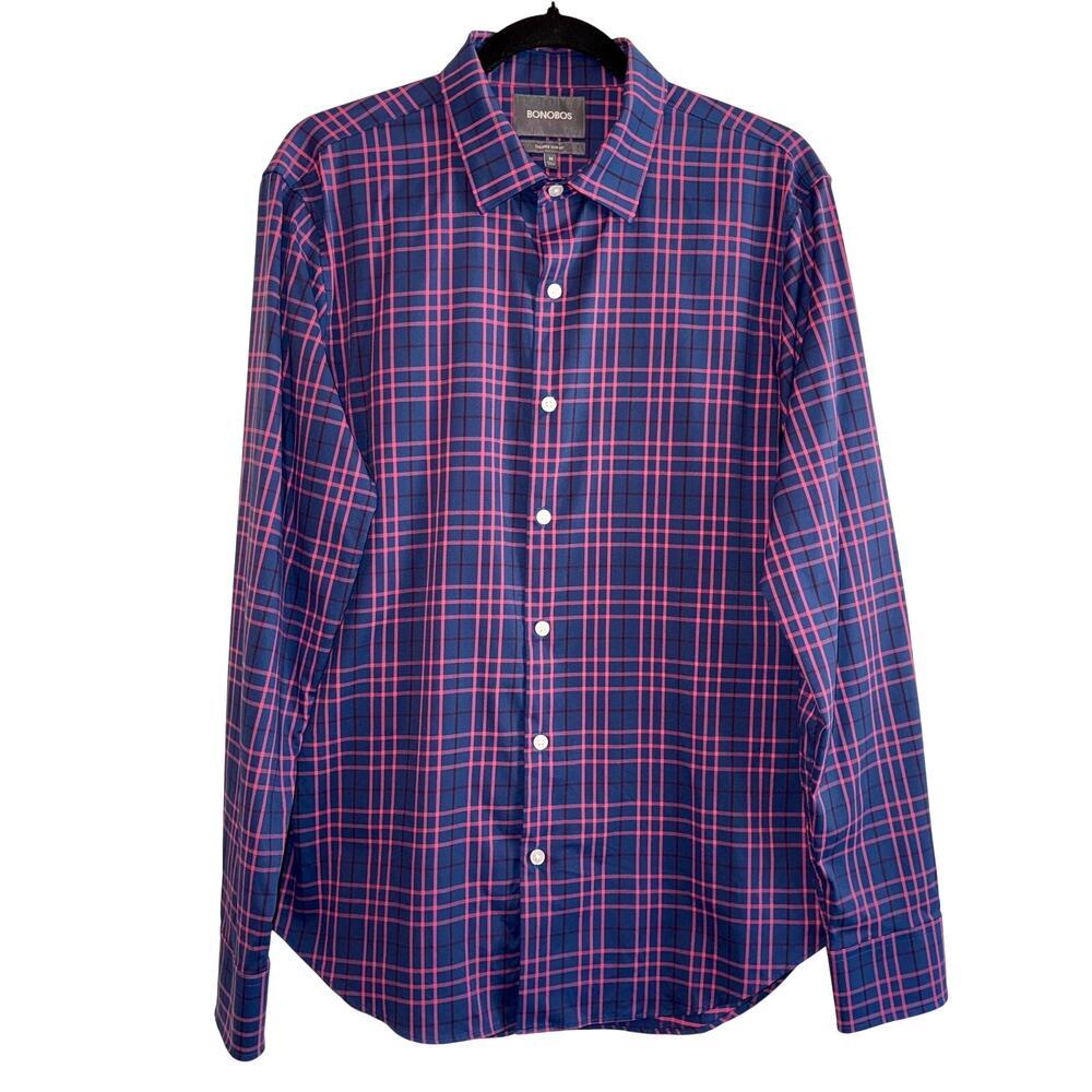 Bonobos Tailored Slim Fit Plaid Button Down Shirt Long Sleeve Men's Medium